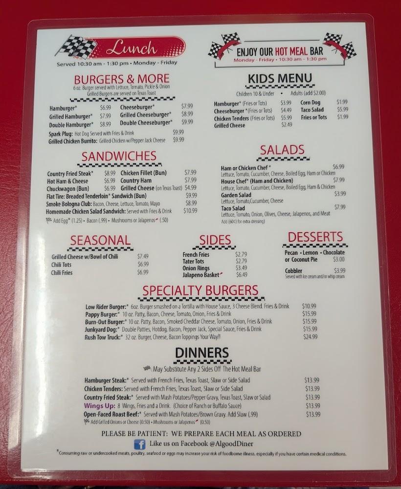 Algood City Diner Menu image 2